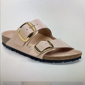 Birkenstock Arizona Big Buckle Natural Leather Patent High Shine Beige EU 42